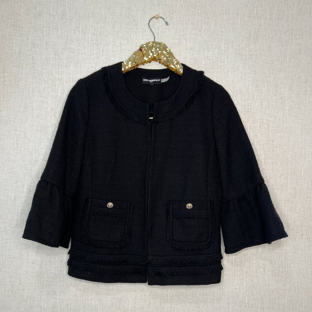 KARL LAGERFELD BLACK JACKET/ SIZE: 4